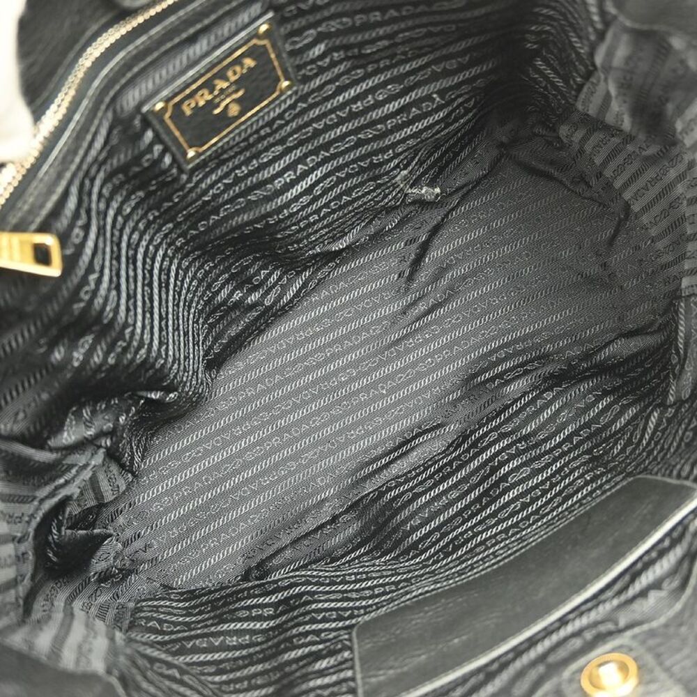 Prada Front Zip Tote Vitello Daino Black Leather Handbag - Picture 3 of 7